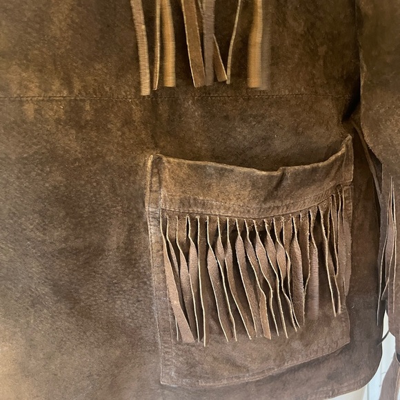 Vintage Brown real Suede Fringe western Jacket - Picture 7 of 15